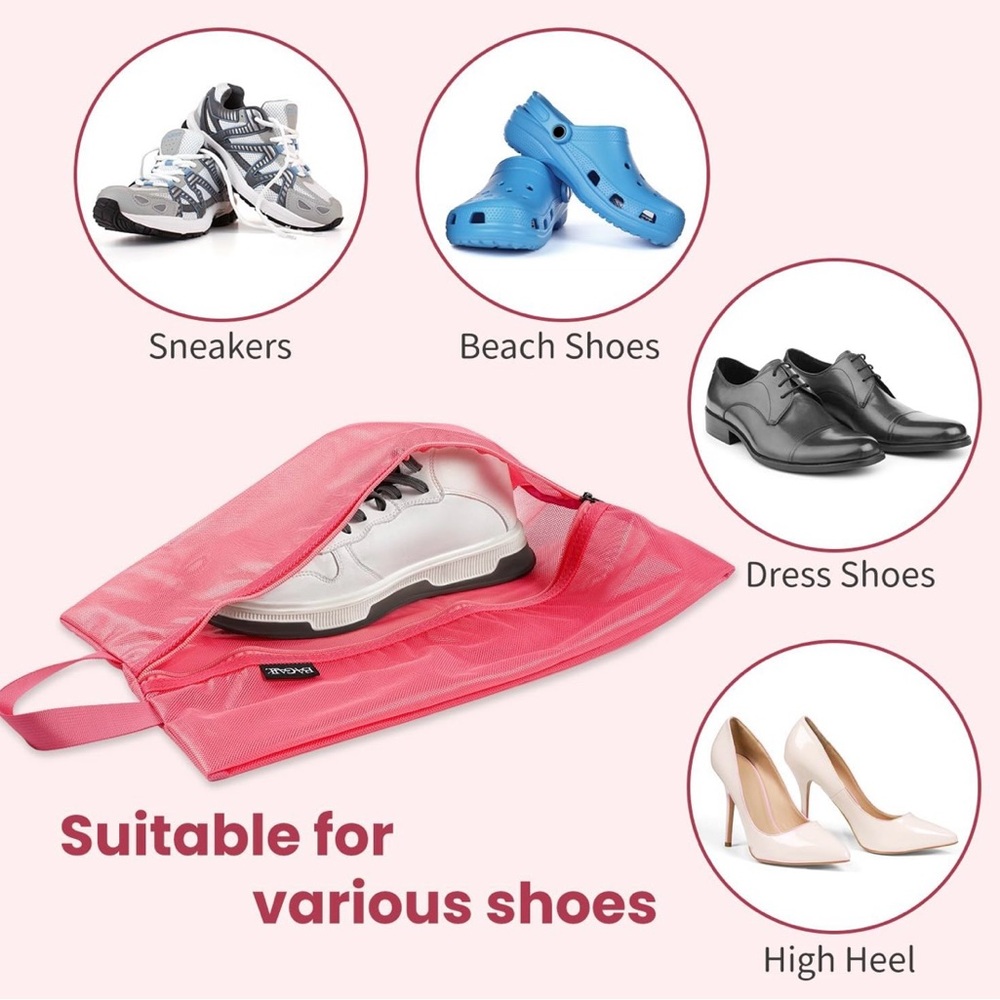 NEW Coral 2 Set Travel Shoe Bags for Travel and Storage - Picture 5 of 6